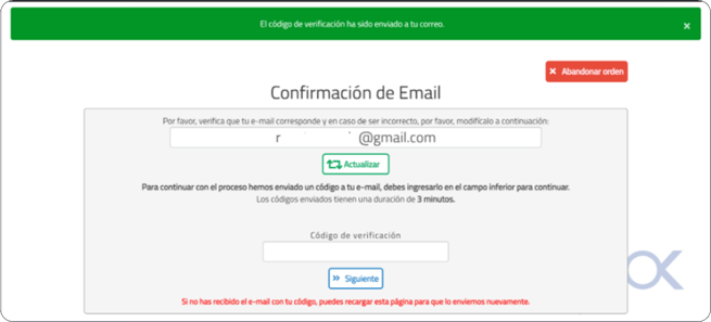 Código verificación